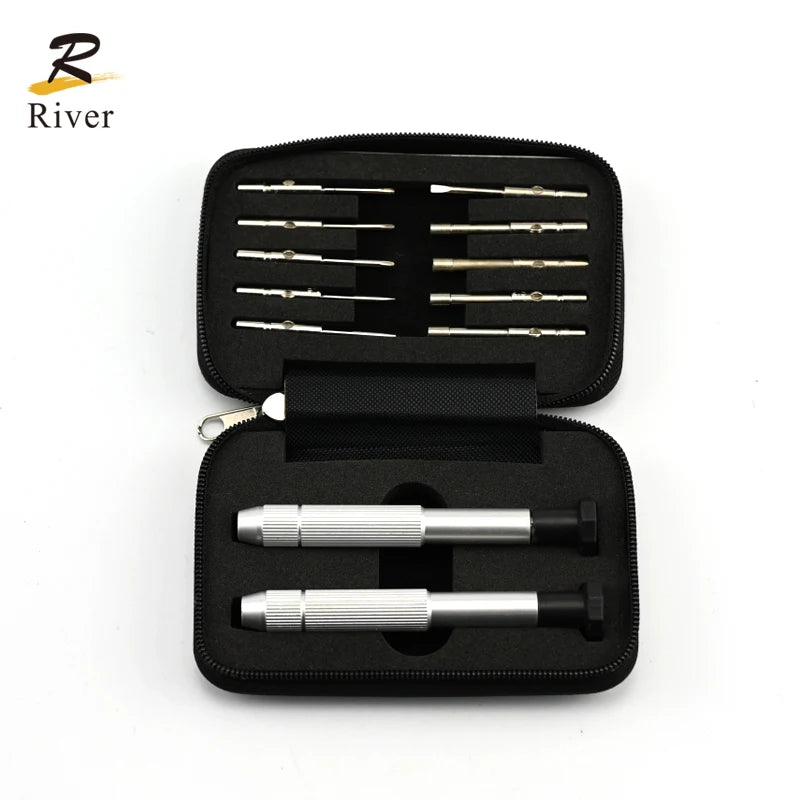 SL002 Aluminum Box Zipper Bag Glasses Tools Adjustable Screwdriver Set Replaceable Head Glasses Repair Kit Frames Optical Tool
