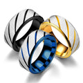 8mm European Fashion Design Simple Double Bevel Embossed Twill Rings Popular Stainless Steel Rings for Women Men