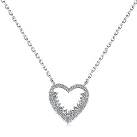 Dylam Luxury 925 Sterling Silver Wedding Jewelry 18K Gold Plated Necklace Cz Zirconia Love Heart Brand Design Necklaces Women
