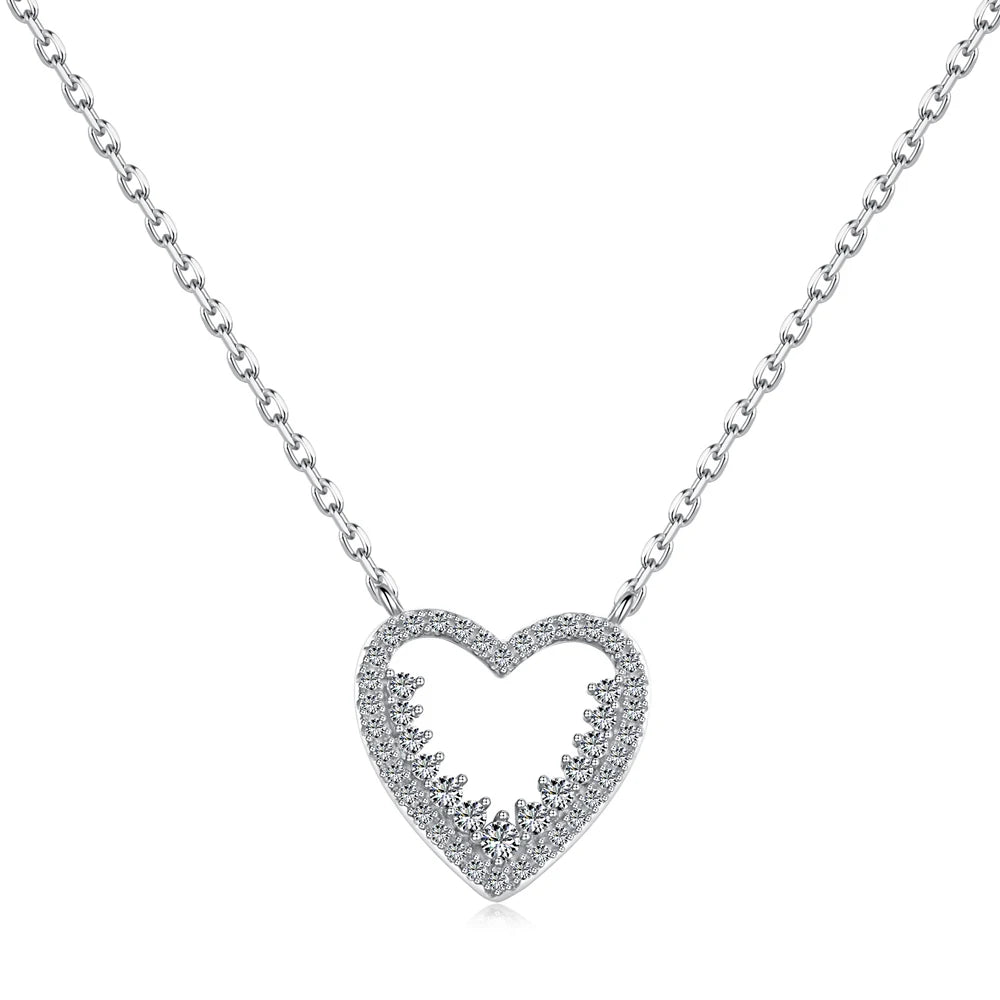 Dylam Luxury 925 Sterling Silver Wedding Jewelry 18K Gold Plated Necklace Cz Zirconia Love Heart Brand Design Necklaces Women