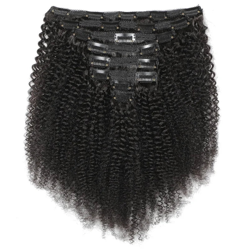 Kinky Curly 8pcs 120g/set Brazilian Remy Virgin Human Hair Extensions Clip-in Curly Hair for Black Women