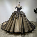 Elegant Black Beading Sequins 2024 Plus Size Ball Gown Party Dresses Women Wedding Dress Wm01