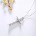 Creative Design Jewelry 925 Sterling Silver Gold Plated 3A Cubic Zirconia Cross Charm Pendant Chain Necklace