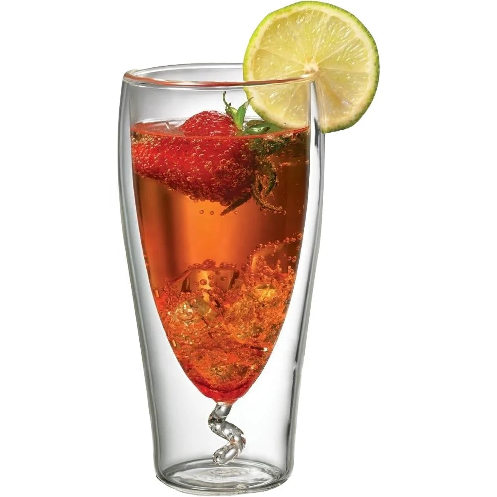 13oz Coffee Glass Double Wall Borosilicate Glass Drinking Beverage Juice Coffee Handblown Glass Cup