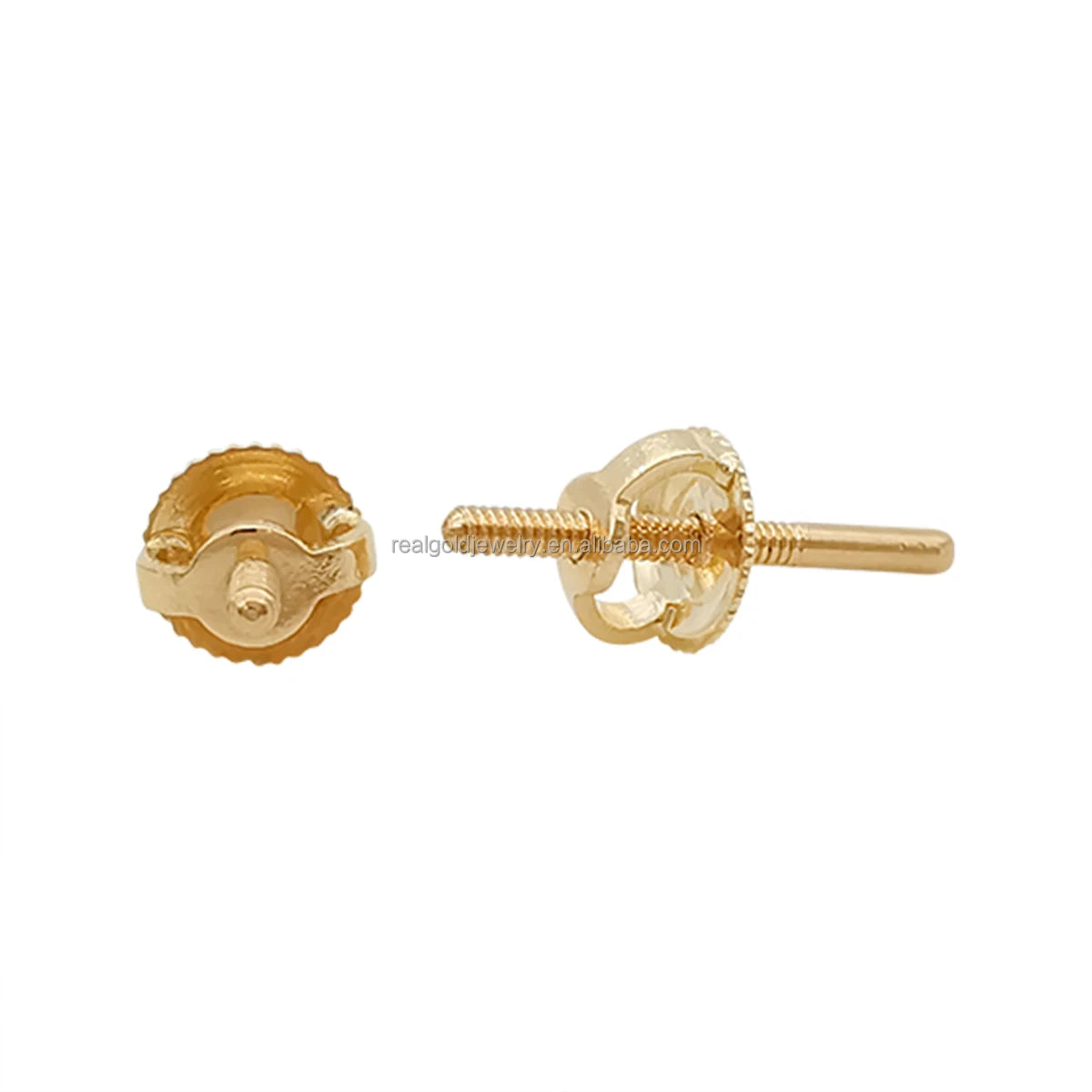 Solid Gold Screwed Earring Back and Post Jewelry Accessory Pure 18K Gold Earring Findings