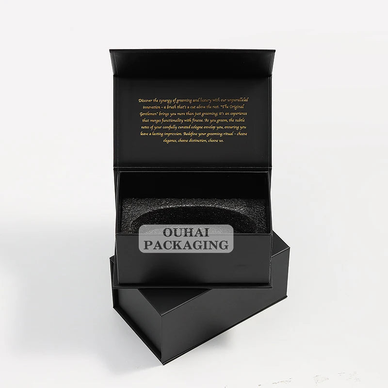 Custom Satin Insert Iso9001 Black Magnetic Lid Boxes with Large Glossy Lamination and Matt Printed UV Advantage Paper Material