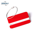 Metal Printed Promotional Aluminum Red Luggage Tag Suitcases Travel Label  With Wire Rope
