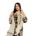 Lanna Printed Loose Plus Size Brown Long Sleeve Anti-Wrinkle Robe Abaya Muslim Women Ramadan Dubai Arabian Dress Turkey