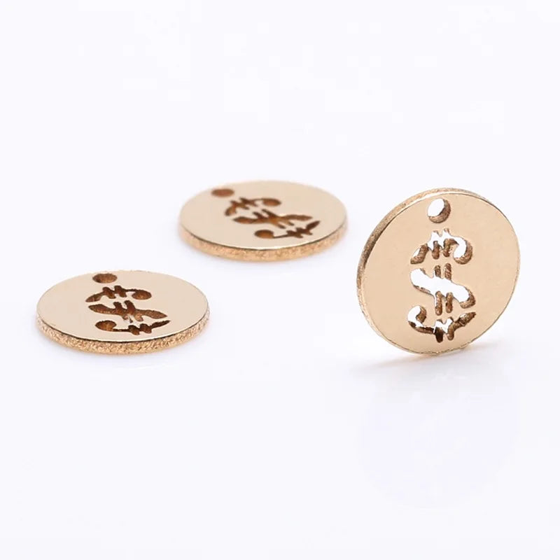 Non Tarnish Gold Filled US Dollar Charms for Permanent Jewelry Making Findings