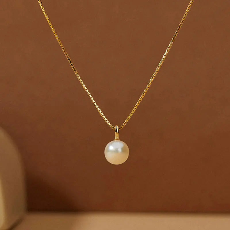 Simple and Versatile Light Luxury Sterling Silver Pearl Necklace High Grade Collar Chain Cold Wind Necklace for Woman