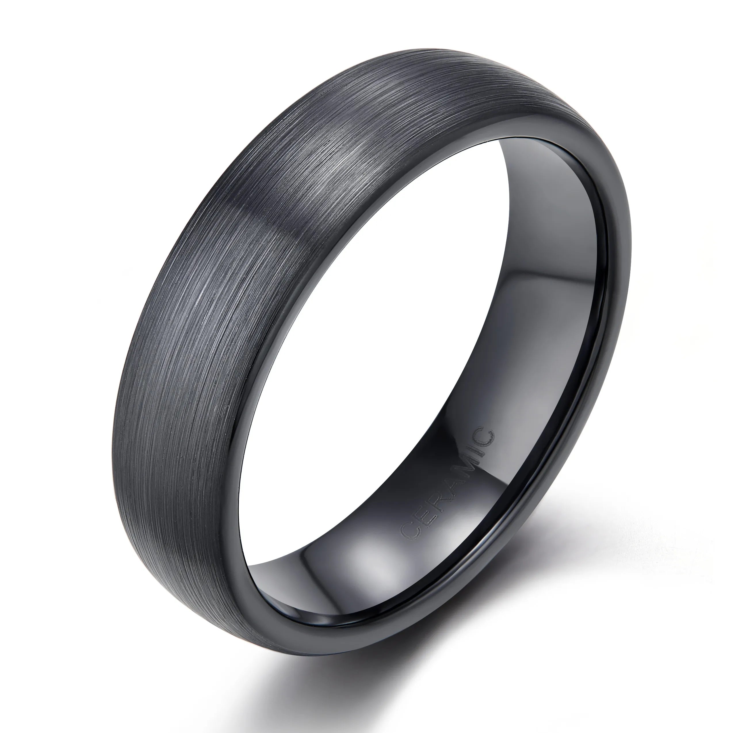 Somen Ceramic Brushed Black Ring for Men Women 4/6/8mm Tendy Male Wedding Ring Matte Promise Ring Fashion Jewelry Wholesale