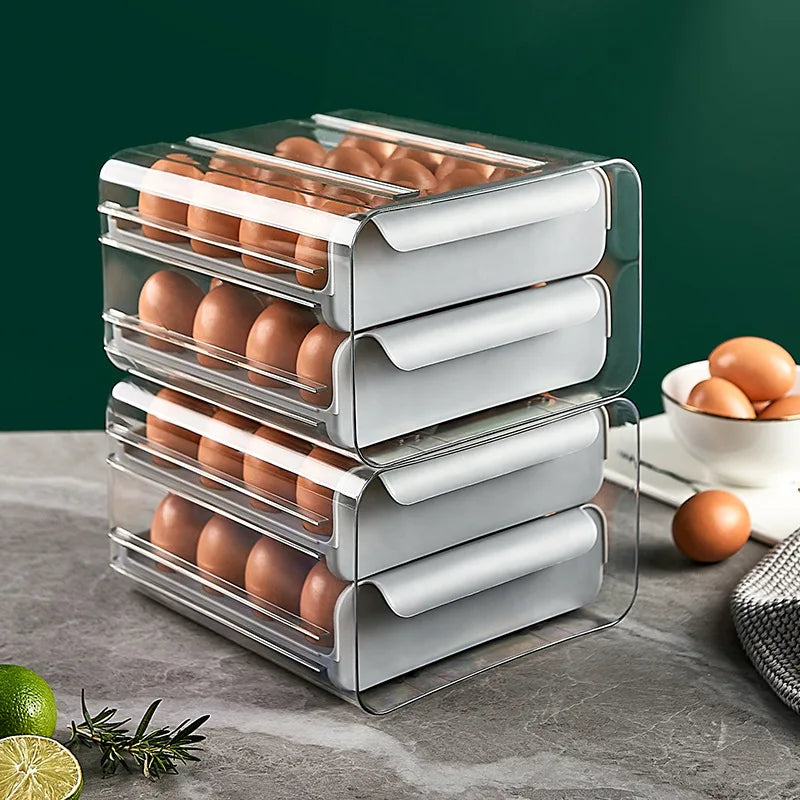 32 Grid Retain Freshness Refrigerator Food Container Packing Box Tray Double Layer Egg Storage Drawer Box
