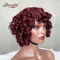 Curly Human Wig HairShort Curly Human Hair Wigs for WomenCheap Full Machine Wigs Short Curly Bob Wig With Bangs Human Hair