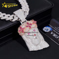 Hot Sale Personalized 3D Design Hip Hop Jewelry Men Iced Out 3.5" Tall Soild Back Pendant Colored Stone Moissanite Jesus Pendant