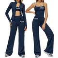 Women's New Yoga Sports Set Flare Pants Gym Top Long Sleeve Gym Set Yoga Bra Jackets Suit High Waist Leggings Bell Bottoms