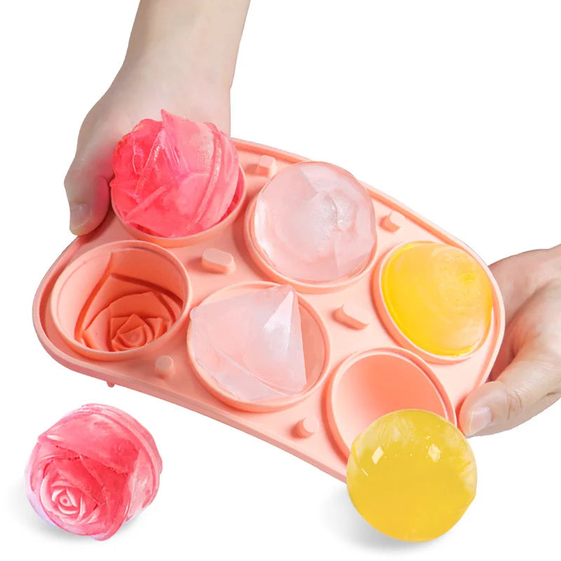 Wholesale 6-Cavity Silicone Ice Cube Mold Ice Cream Maker Reusable Eco-friendly Custom Logo OEM/ODM