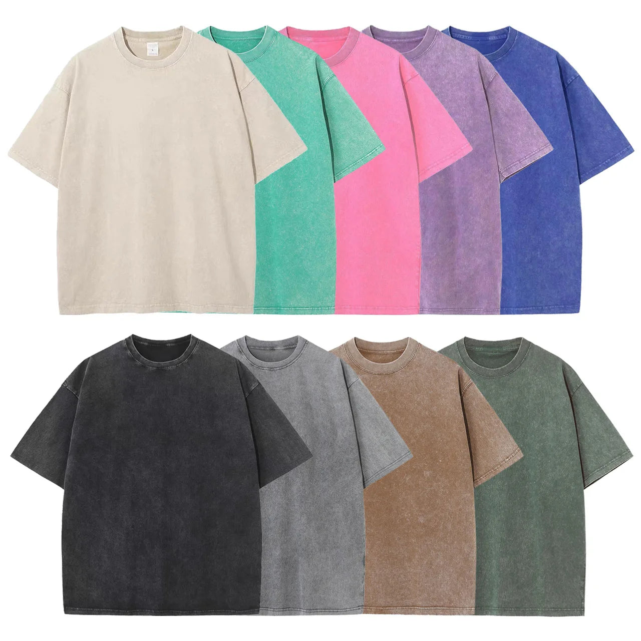 Custom Graphic Heavyweight Tees Digital Printing Vintage Distressed Acid Wash T-shirt Men Oversized Drop Shoulder T-shirts