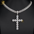 Large Size 10mm Moissanite Diamond Tester Cross Pendant 925 Silver Customizable Hip Hop Rock Iced Look Lucky Charms Custom