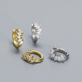 18K Gold Plated Flower Marquise Zircon Huggie Fine Jewelry 925 Sterling Silver Hoop Earrings Women