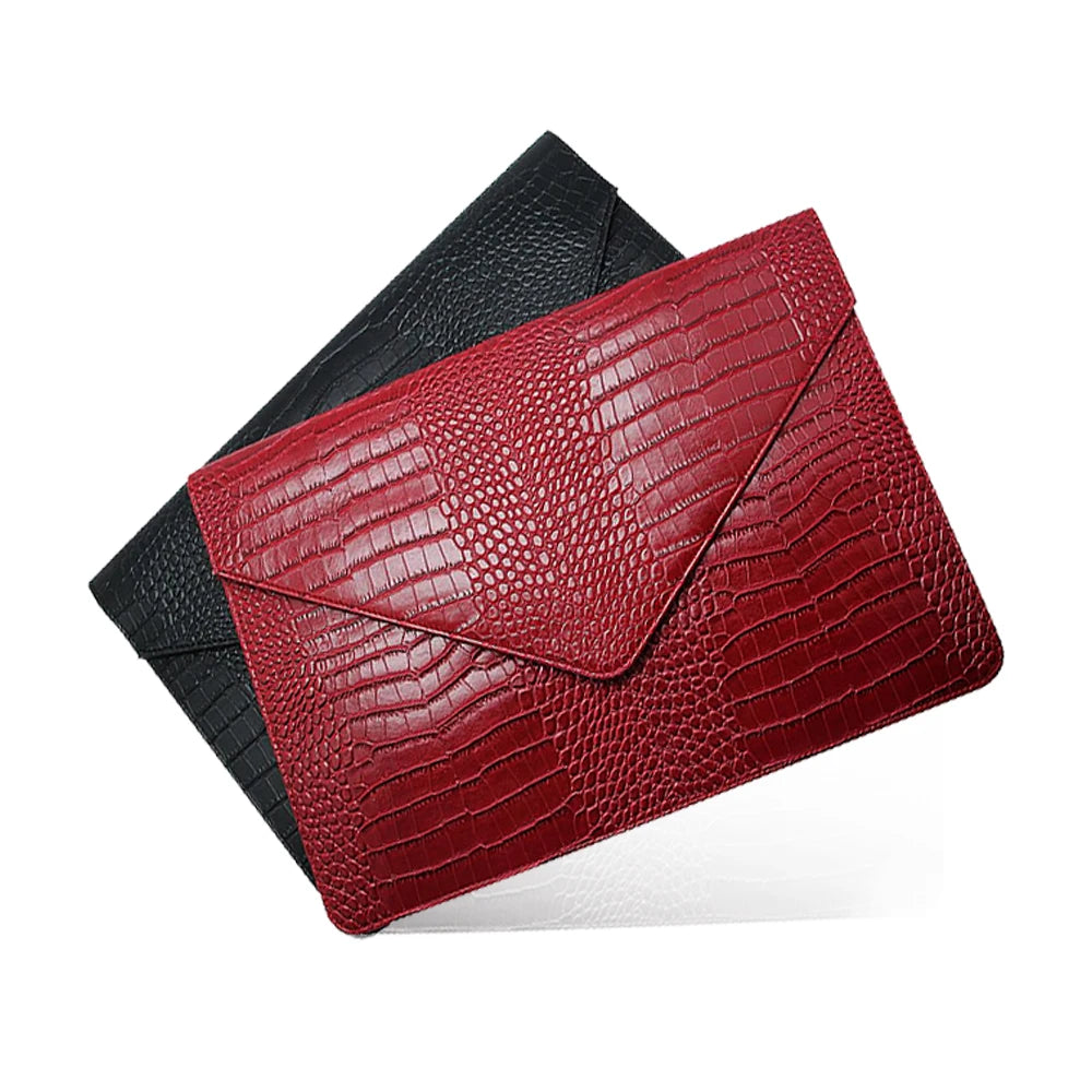 Boshiho Custom 13 Inch Laptop Sleeve PU Leather Alligator Crocodile Print Women's Laptop Bag