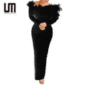 Liu Ming High End Autumn Trending Elegant Women Off the Shoulder Bridal Cocktail Party Evening Prom Dress