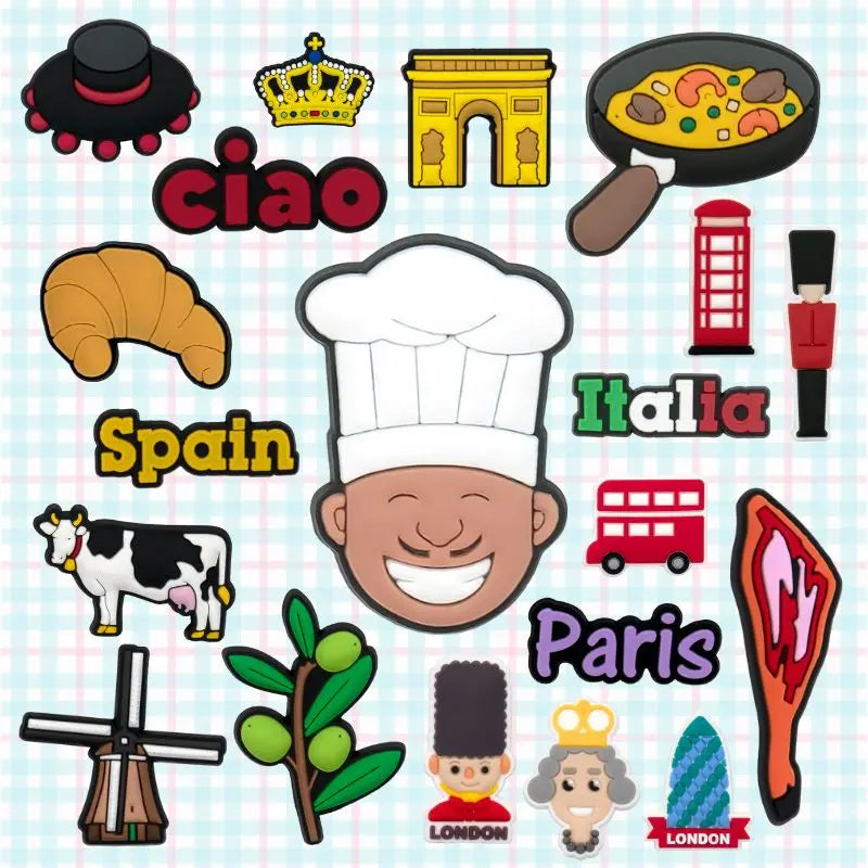 Wholesale Popular PVC Food Charm Accessory Decor Silicone Rubber Shoe Buckle Europe Festive Travel Souvenirs Gifts Pins Bulk