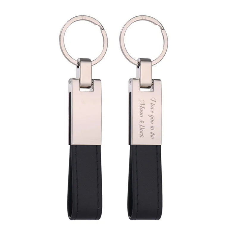 Personalized Craft Leather Keychain Laser Engraving Metal Leather Keychains
