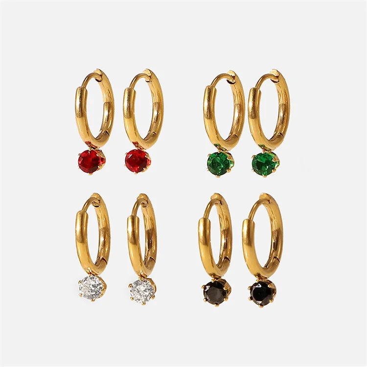 Luxury Crystal Diamond Ladies huggies Earrings Gold Plated Stainless Steel Hoop Earring MegaBDM