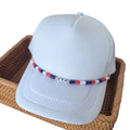 USA Blue Red White Letter Mesh Trucker Hat Chains Seed Beads Chains for Cap Bracelet Bands Hat Jewelry Accessories
