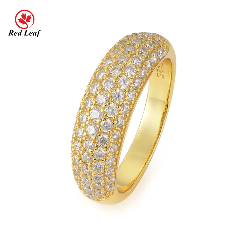 Redleaf Hot Selling 925 Sterling Silver Moissanite Rings Fine Jewelry Round Cut Eternity Engagement Moissanite Diamond Ring