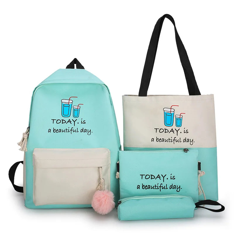 Printed Canvas Backpack Canvas Bag Suit Large-capacity Trendy Wild Girl Canvas Crossbody Bag