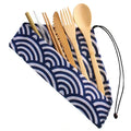 Natural Style Picnic Camping  Cutlery Set Portable Utensil Case Chopsticks Fork Spoon Straw Bamboo Utensils Set for Travel