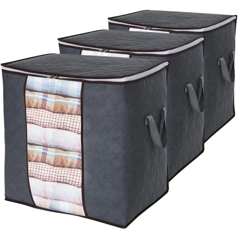 Foldable Fabric Blanket Storage Bags Storage Containers for Organizing Bedroom Closet Clothing With Handle