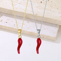 Unique Small Italian Horn Pendant Necklace Red Chili Pendant Jewelry Custom Enamel Red Pepper Dangle Charms Necklace for Women