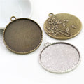 35mm Inner Size Antique Bronze and Silver Colors Plated Flower Fashion Style Cabochon Base Setting Charms Pendant Blank