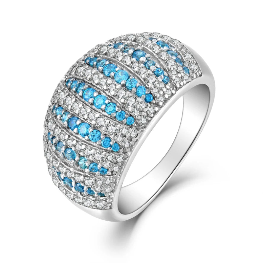 Personalization Rings Fine Jewelry Mini Blue Zirconia in 925 Sterling Silver Rings