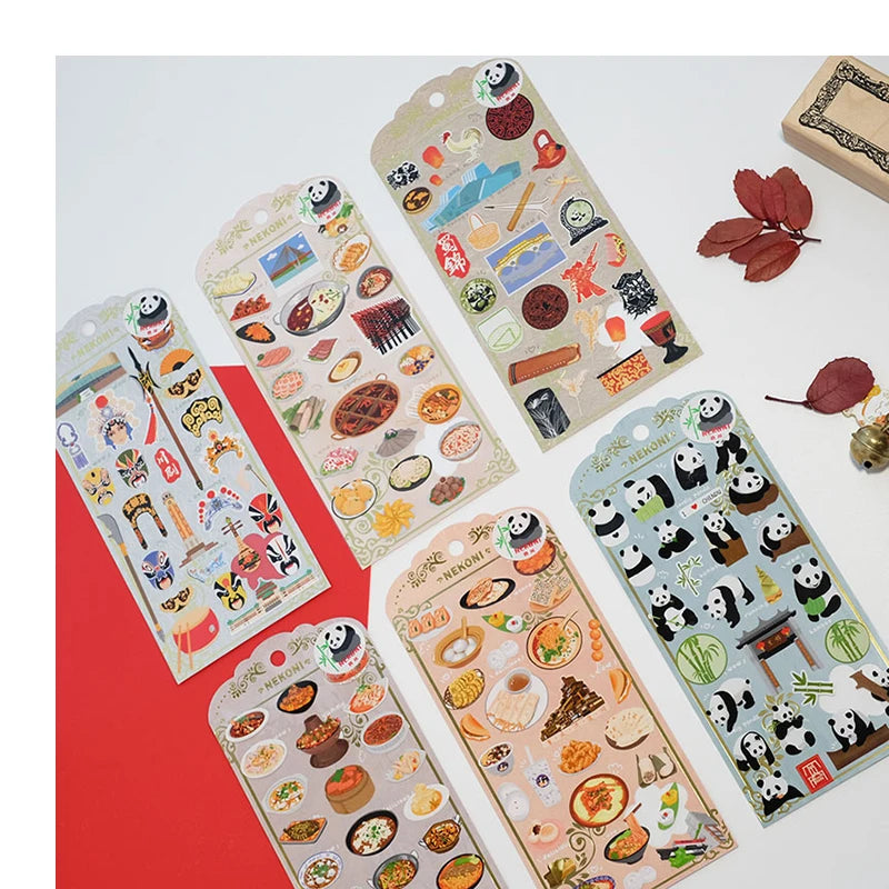 Nekoni Sichuan Stickers Hot Pot Opera Tourist Decal Stickers PVC Waterproof Stickers Original Designs Souvenir Gift