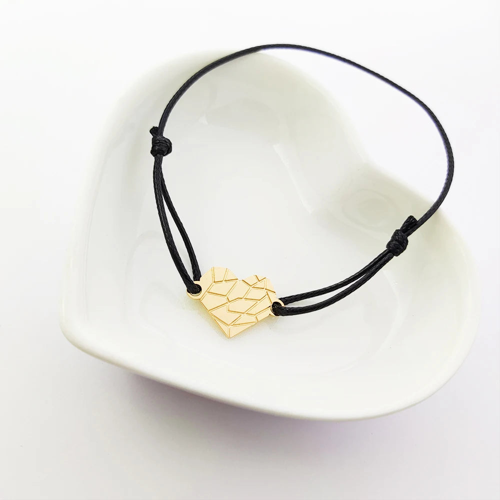 Handmade Jewelry Heart Bracelet Womens Accessories String Bracelet Charms Bijoux Plaqu or 18K