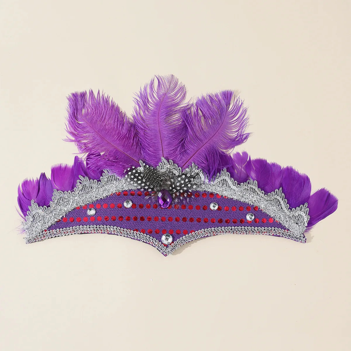 2026 New Update RTS Brazil Dance Performance Accessories Purple Feather Head Wear Women Forehead Headbands Carnival Hair Band