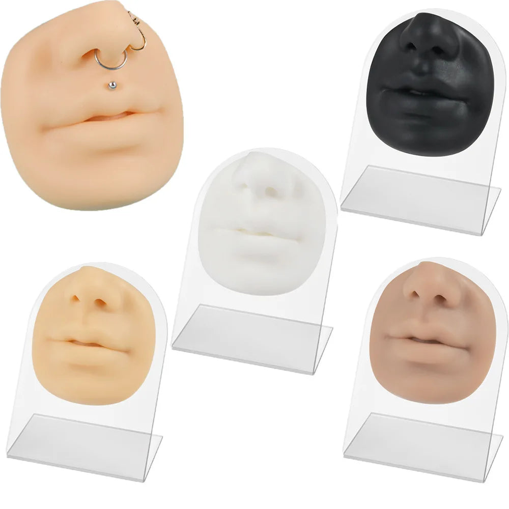 Gaby Face Silicone Display Model with Stents Faux Real Artificial Piercing Model Display Tool Wholesale Piercing Jewelry