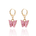 Fashion Gold Resin Butterfly Hoop Earrings Colorful Acrylic Butterfly Huggie Earrings for Women Jewelry