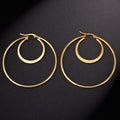 European and American Fashion Simple Style Jewelry Stainless Steel Metal Double Layer Small Circle Hoop Earrings