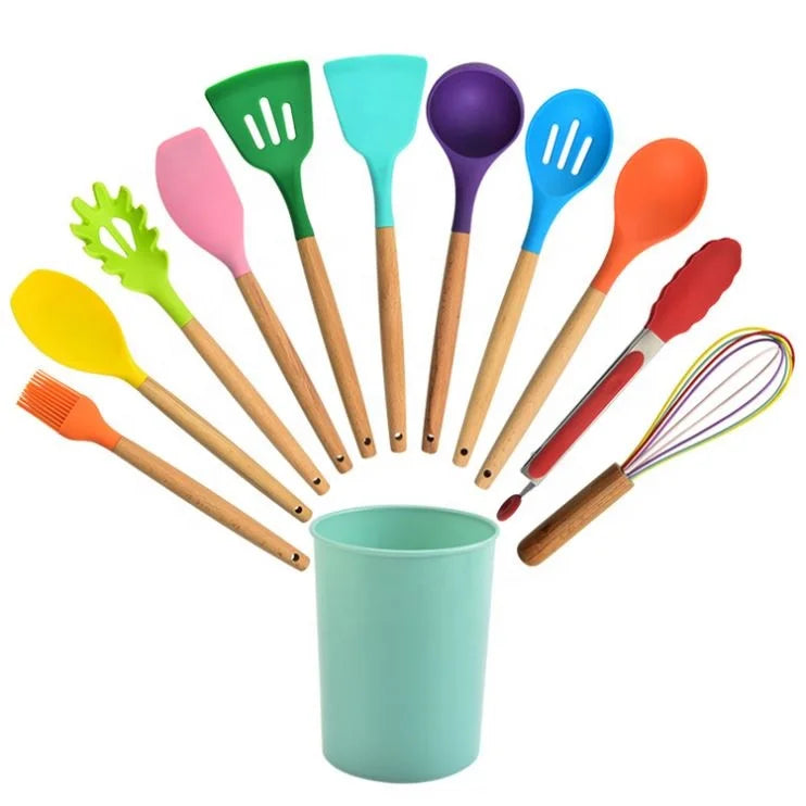 11 Piece Professonal pink Silicon Cooking Kitchen Utensils and Kitchen Tools Set