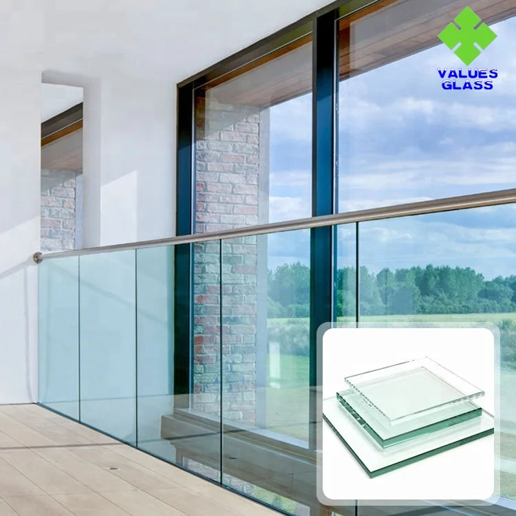 Safety Tempered Clear Laminated Glass Railing 8mm & 10mm for Industrial Staircase Applications with 3-Year Warranty