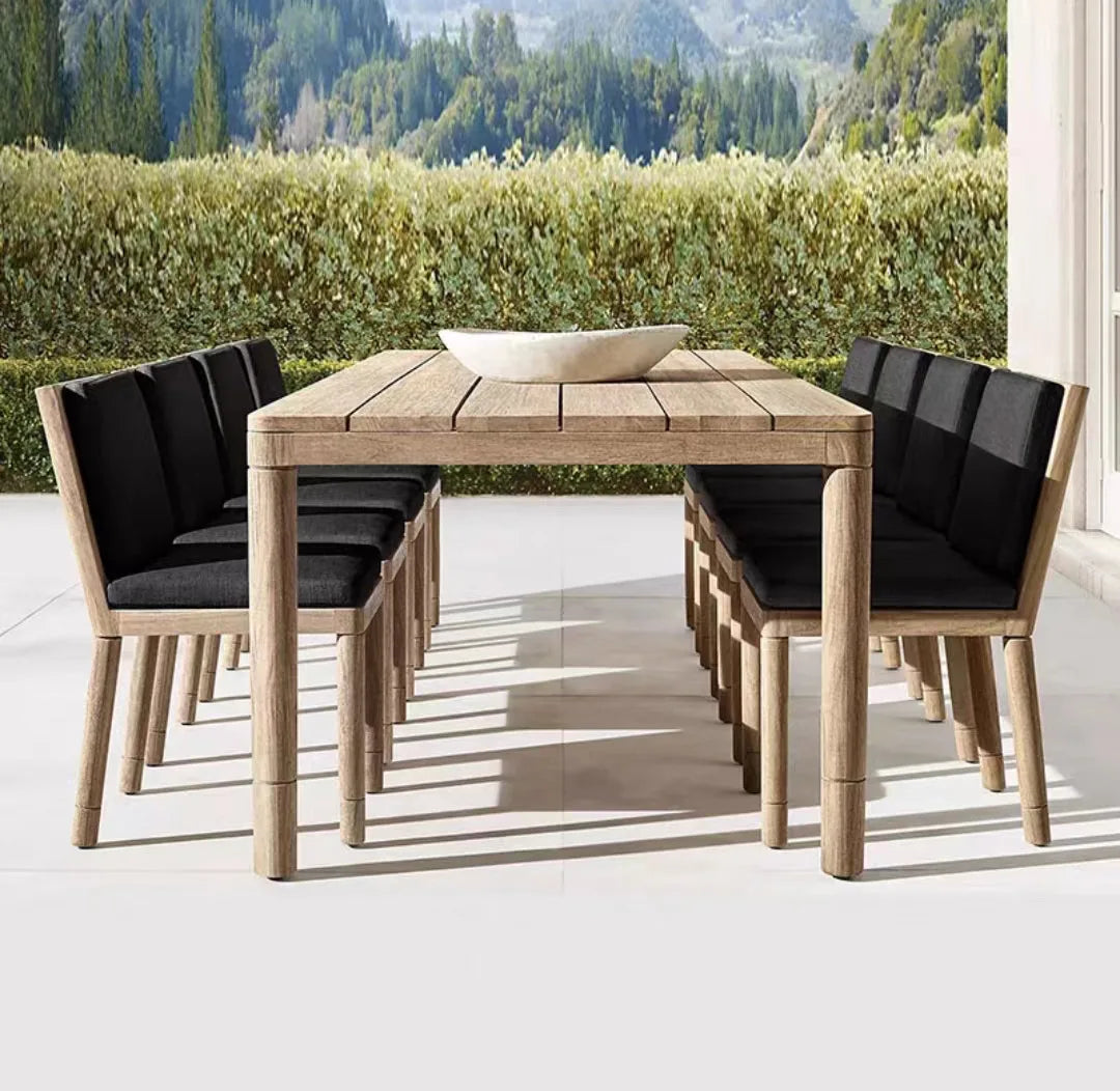 Outdoor Wood Furniture Durable and Exceptionally Resistant Solid Wooden Teak Dining Set
