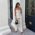 Suits Set For Women Y2K New Blazer Vest Top Split Straight Pants Two Piece Set