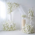 Event Rentals Wedding Floral Centerpiece White Artificial Roses Flower Runner Decoration Backdrop Flowers Arrangements for Arch