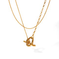 Ins European Jewelry Stainless Steel 18K Gold Plated 80cm Long Tassel OT Buckle Sweater Chain Necklace for Gift
