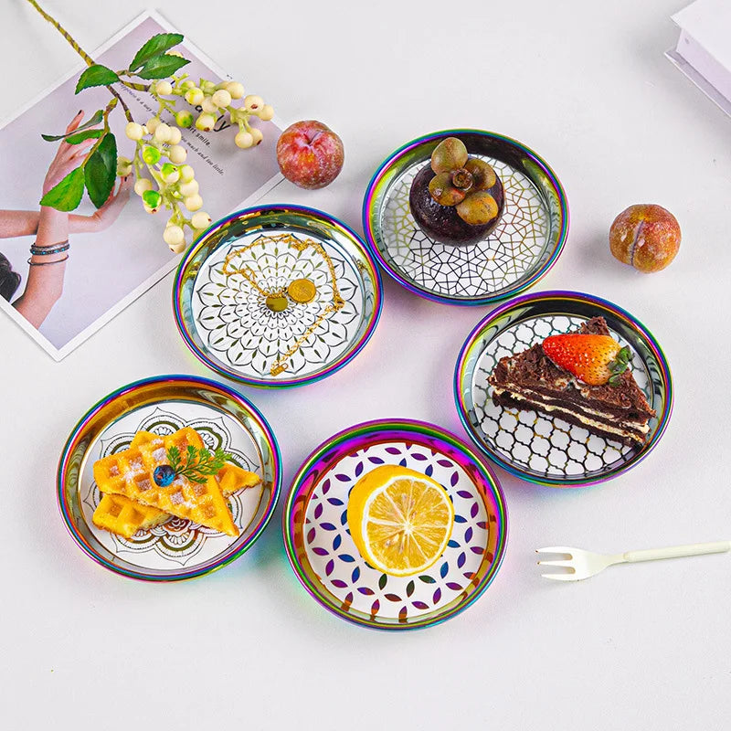 Fruit Pastry Tray Round Ceramic Wholesale Fashion Creative Palace-style Luxury Home Decoration Customized Logo Model Europe