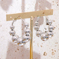 316l Sliver Plated Bead Huggie Hoop Jewelry Tarnish Free Stainless Steel Inlaid Hoop Earrings for Women